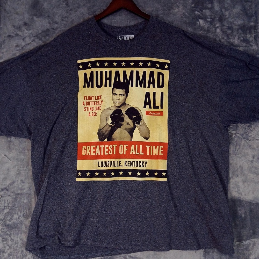 Muhammad Ali Shirt Mens 5XL‎ Gray Boxing Greatest Of All Time Legend Graphic Tee